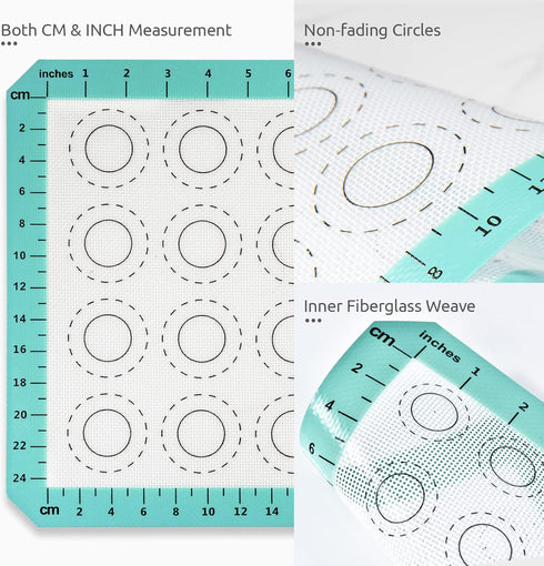 U-Taste 446ºF Heat Resistant Macaron Silicone Baking Mat, Non Stick Reusable Cookies Pastry Sheet Liner with Edge Enhancement Circle Measurement (...